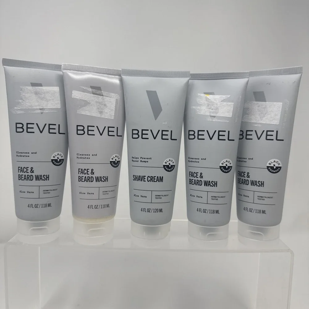 5 X Bevel Face & Beard Wash & Shave 4 fl oz Cleansing Hydration w/ Tea Tree Oil